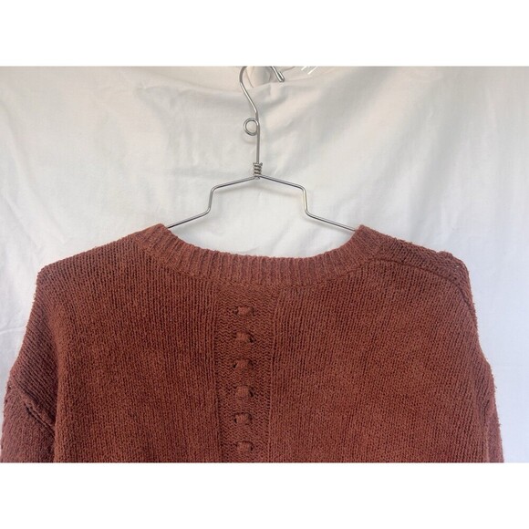 Anthropologie Pilcro Diana Cropped Cable Knit Cardigan Sweater Large Copper - Picture 8 of 12